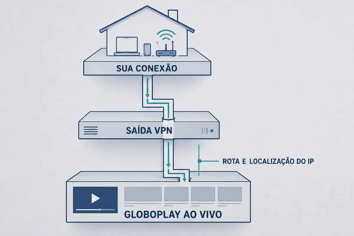 Imagem editorial relacionada a VPN para Globoplay no Brasil: se você já está no país, o melhor VPN é o que não muda a região do seu streaming